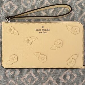 kate spade Cream Floral Appliqué Wristlet with Strap